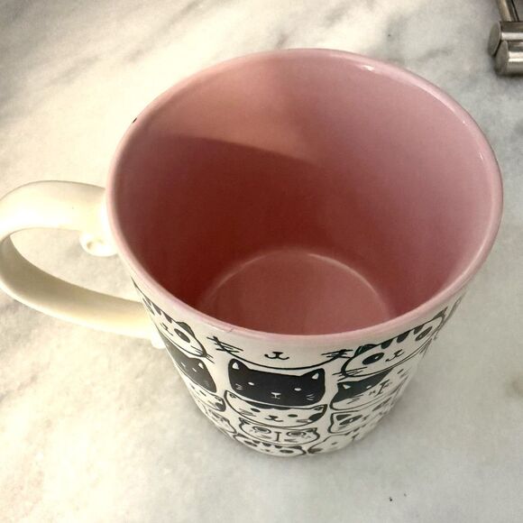 NWOT Spectrum Designz Ceramic Cats Face Print Black White Cup Mug XL 4.5" Tall - Picture 4 of 5